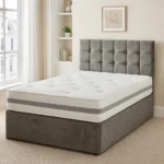 "Premium UK Made Grey Tufted Bed with Orthopedic Mattress"
