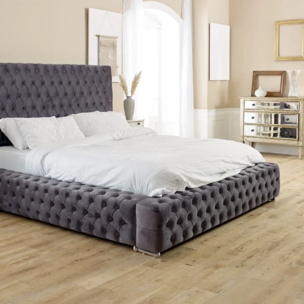 Chesterfield Ambassador Dark grey Velvet Deep Tufted Luxury Master Bedroom - UK