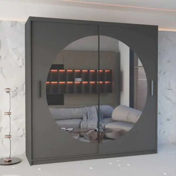 Moon-sliding-door-wardrobe-Grey 150cm - UK