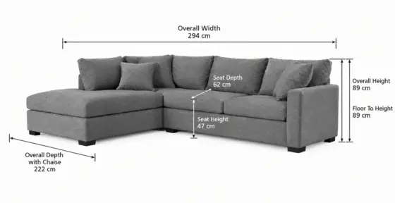 Luxury Whitton Corner Sofa Dimensions