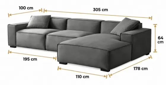 Soho L Shape Sofa Dimensions