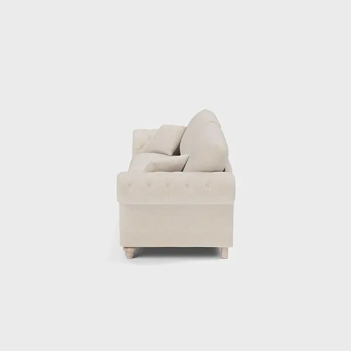 Scroll Arm Sofa Set Beige Fabric Traditional Living Room Décor - UK