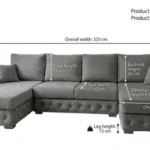 Premium grey fabric Ashton L-shaped sofa with comfortable cushions