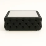 Chesterfield Leather Mirror Footstool in Black leather color
