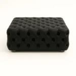 Leather Chesterfield Simple Footstool in Black Leather color