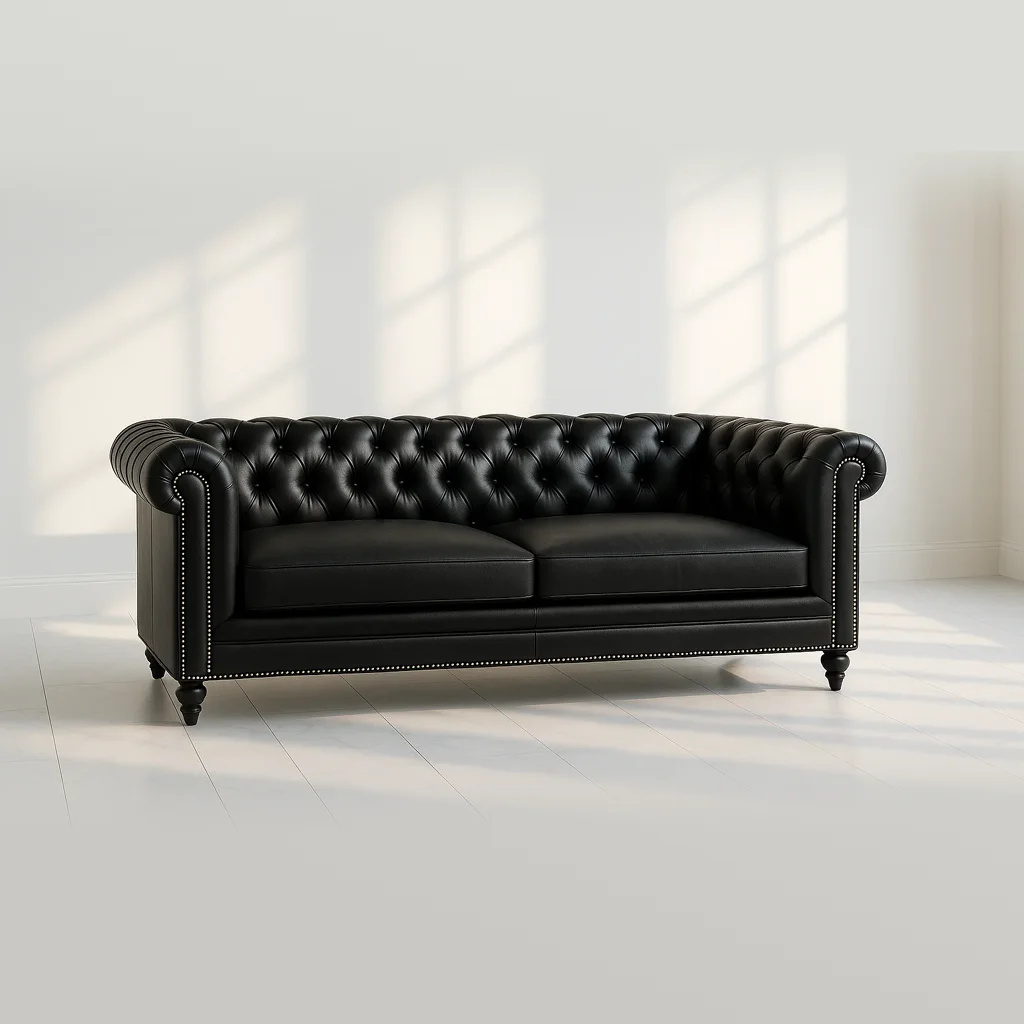 Leather chesterfield 3 Seater sofa in Black color (2)