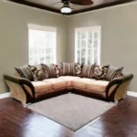 Shannon Corner sofa in Brown & Baige color