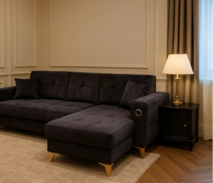 Home 7 Sofa Bed with Yellow Lamp in a room