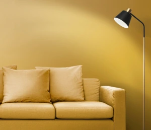 Home 9 Sofa with Yellow wall and white light