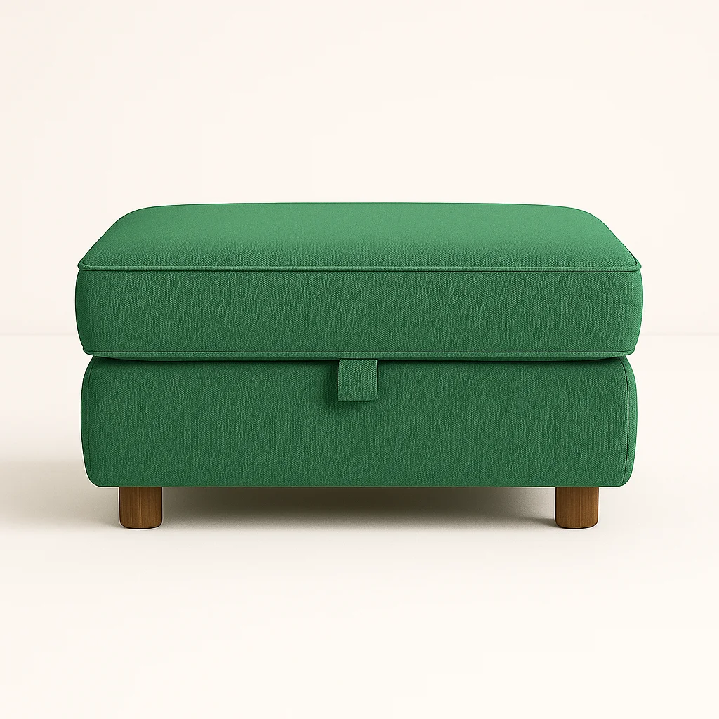 Zinc velvet footstool in Emerald color