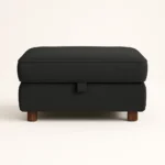 Zinc velvet footstool in chenille charcoal color