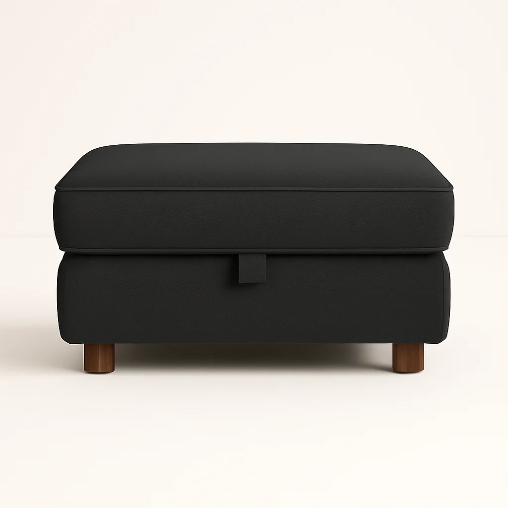 Zinc velvet footstool in chenille charcoal color