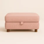Zinc velvet footstool in pink color