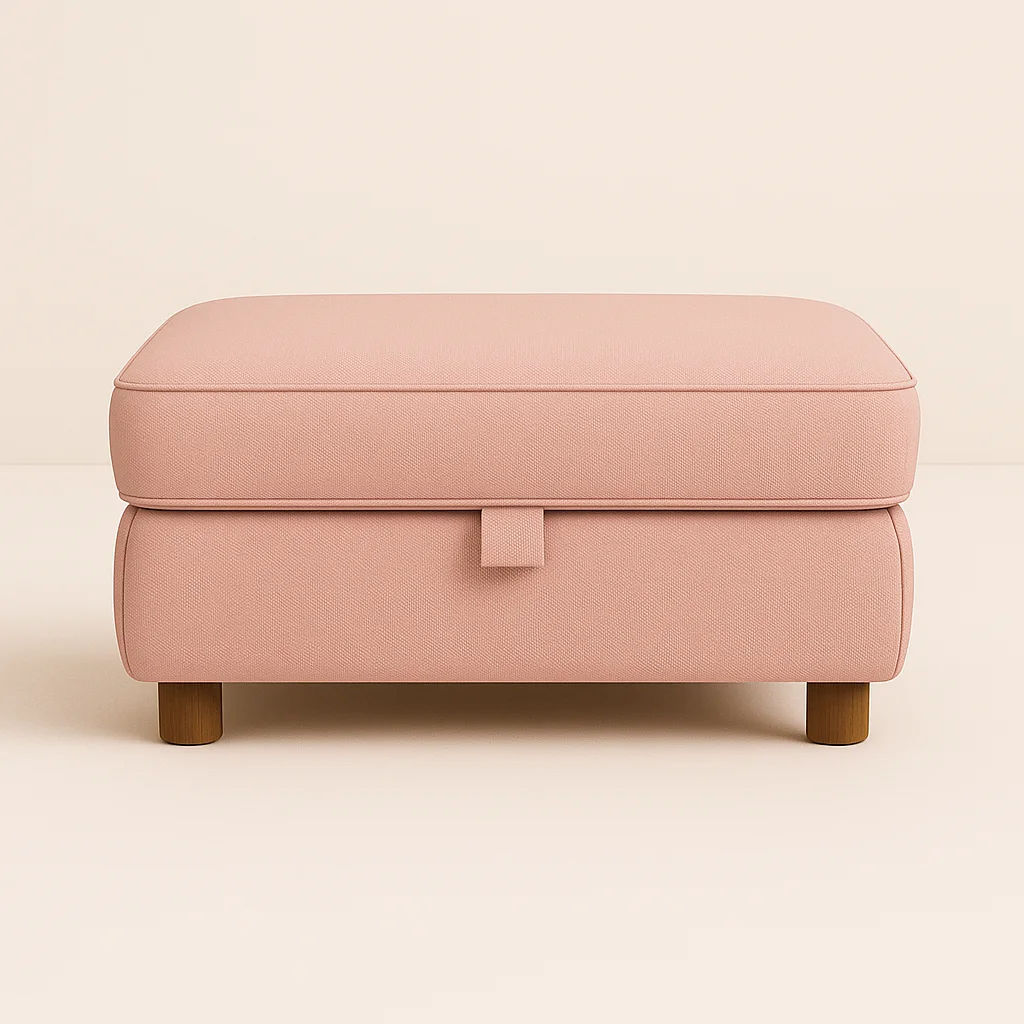 Zinc velvet footstool in pink color