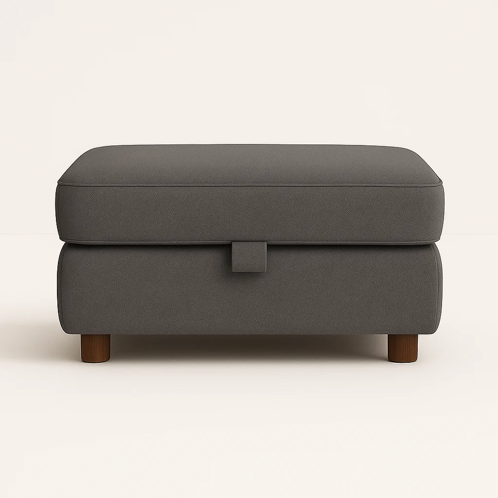Zinc velvet footstool in steel color
