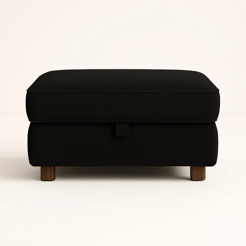 Zinc velvet sofa footstool in black color