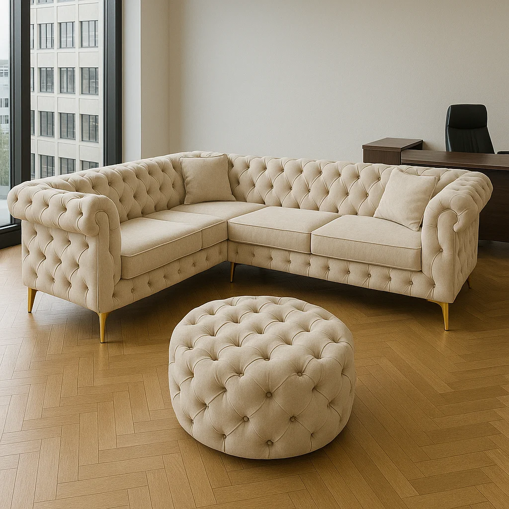 Chesterfield Corner sofa in Grey color
