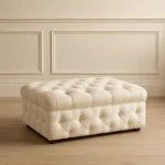 Chesterfield without mirror Footstool in Cream color