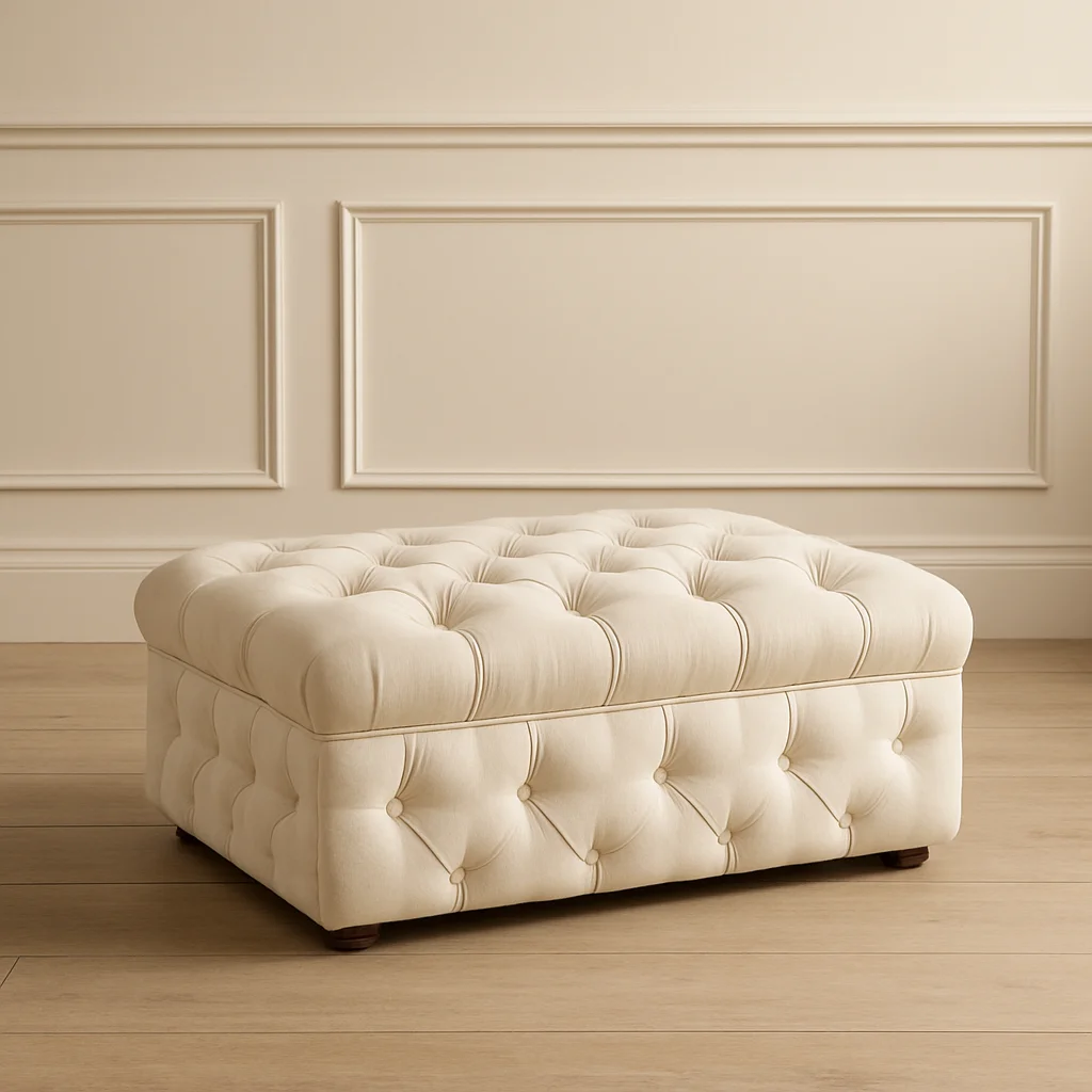 Chesterfield without mirror Footstool in Cream color