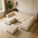 Chesterfield U Shape Sofa with matching footstool UK Made