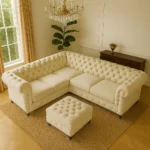 Chesterfield Corner Velvet Sofa - Free Footstool Included
