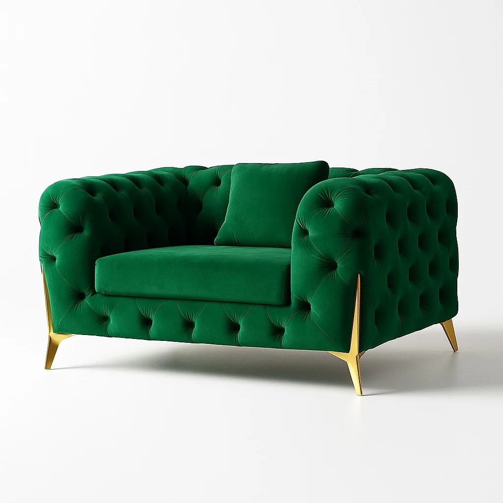 italian chesterfield 1 Seater sofa in Green color