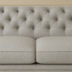 Sofa Light Grey Fabric Button Tufted Style Living Room