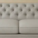 Sofa Light Grey Fabric Button Tufted Style Living Room