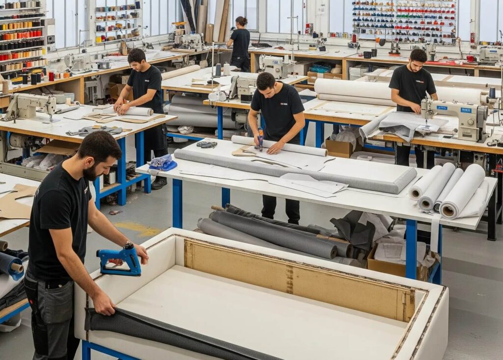 Climax furniture team is working in a factory