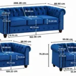 Exclusive 3+2+1 Chesterfield Sofa Set Dimensions