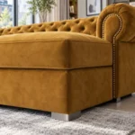 Handcrafted U-Shaped Chesterfield Sofa Arm Closeup