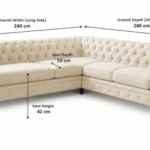 Handcrafted U-Shaped Chesterfield Sofa Dimensions