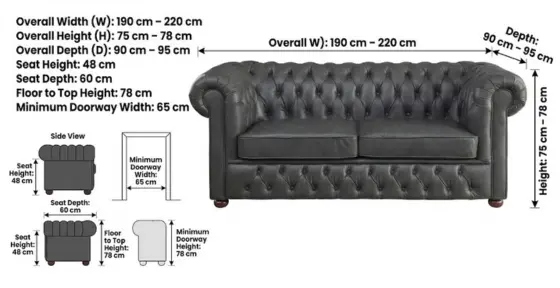 Kensington 3-Seater Chesterfield Sofa - climax-furniture