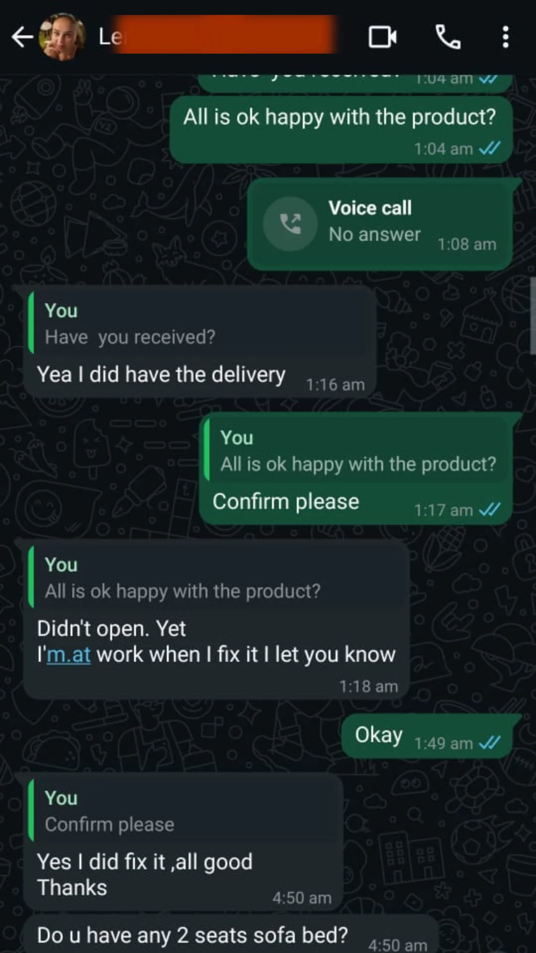 London Sofa customer review 04