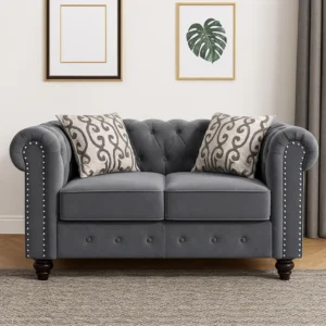 Windsor Grey Chesterfield 2 Seater Sofa – Timeless British Elegance