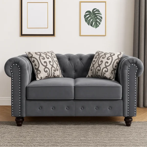 Windsor Grey Chesterfield 2 Seater Sofa – Timeless British Elegance