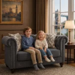 UK Windsor Grey Chesterfield 2 Seater Sofa– Timeless British Elegance