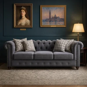 Windsor Grey Chesterfield 3 Seater Sofa – Timeless British Elegance