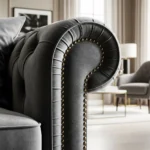 UK premium velvet sofa arm with stud detailing