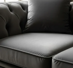 Windsor Grey Chesterfield Sofa closeup view – Timeless British Elegance