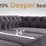 UK luxury sofa featuring deeper seat comfort measurement