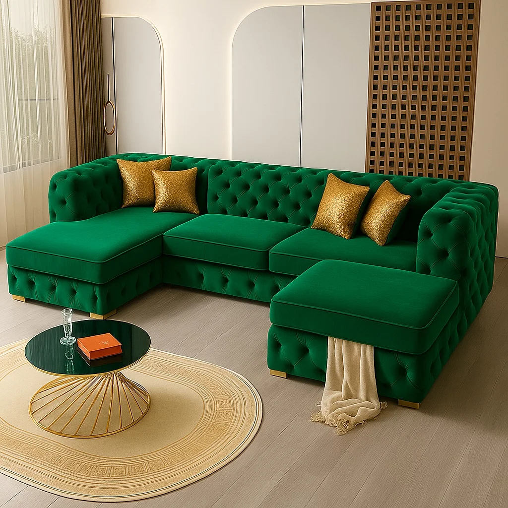 Sofas 4 italian U shape sofa in Emerald color