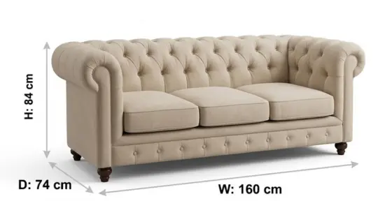 2 Seater Grey Chesterfield Sofa - climax-furniture