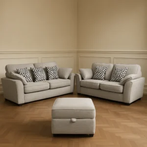 Camden 3+2 Grey Sofa Set with Footstool — UK Made, Swansea