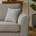Comfortable UK style grey sofa with soft armrest and cushion