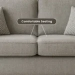 UK living room sofa with plush fabric seat cushions