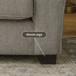 UK living room sofa leg and base detail in fabric finish