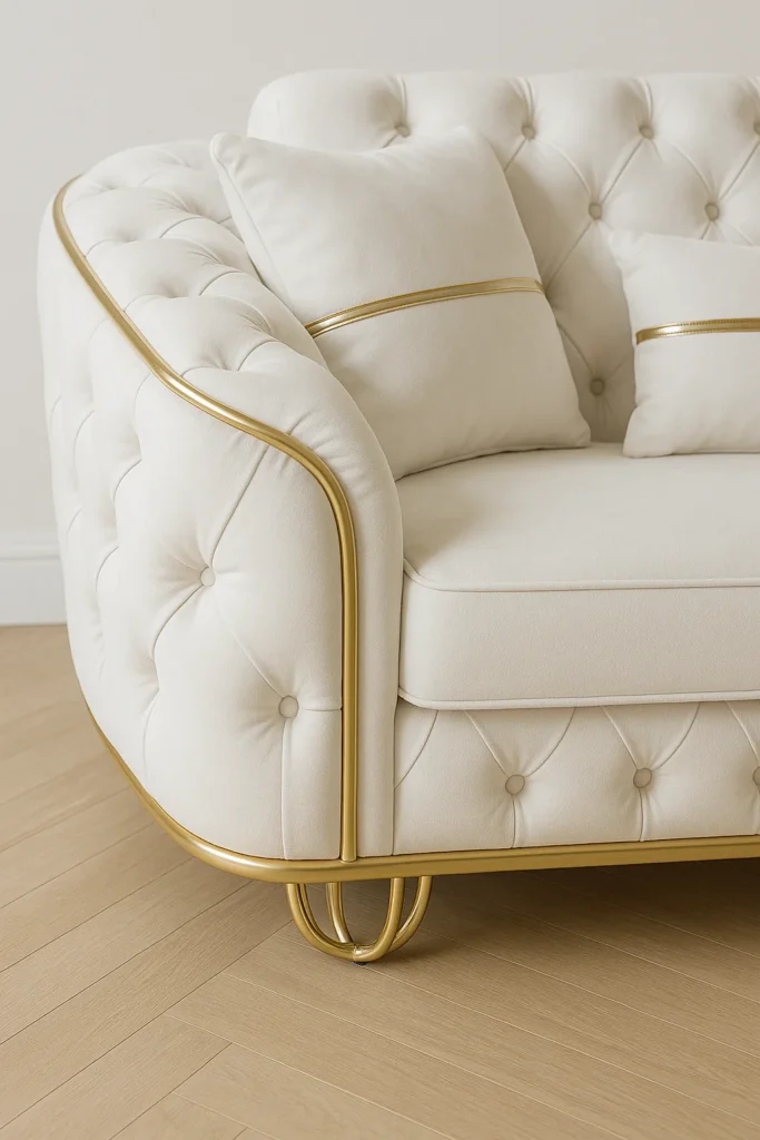 Madrid 3 Seater – Handmade in UK with Plush Velvet Fabric closeup view