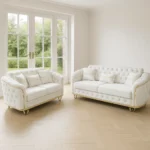 Madrid 3+2 Sofa Set – Handmade in UK with Plush Velvet Fabric in Cream color