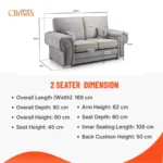 Verona/modular 2 Seater dimension